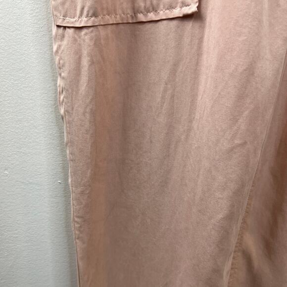 Honey Punch Pink Nude Tencel Chambray 1/4 Button-Front Sleeveless Jumpsuit M - Picture 9 of 13